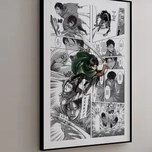 Manga Poster - Levi Ackerman - Curated Manga Panels Poster