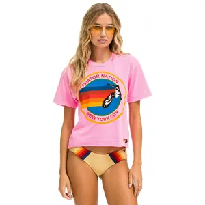 SIGNATURE NEW YORK CITY BOYFRIEND TEE - NEON PINK