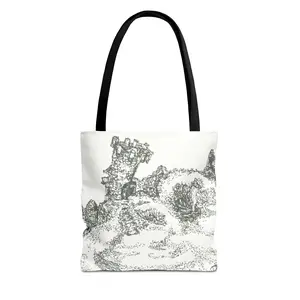 Hand Illustrated, Space Odyssey Series - Ruins of Ophir Artistic Tote Bag for Everyday Use, Stylish Tote for Shopping, Matching accessory to Ruins of Ophir iPhone Case (not included), Unique Gift for Art Lovers, Modern Minimalist Bag, Futuristic, Sci Fi