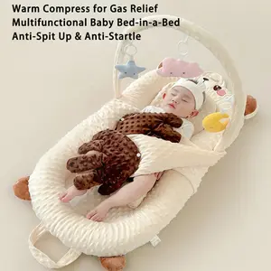 2026 Portable Baby Bed-in-a-Bed with Soothing Patting Hand & Hanging Toys, Anti-Pressure Anti-Spit Up Anti-Roll Sleep Nest for Newborns 0-3, Soft Breathable Cotton Baby Lounger, Ideal Newborn Gift