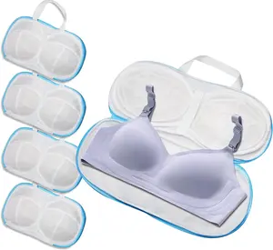 4-Pack Mesh Bra Laundry Bags for Delicates – Honeycomb Zipper Wash Bags with Shape Protection, Reusable Lingerie & Underwear Organizer for Machine Washing Bras, Socks & Travel Laundry Storage