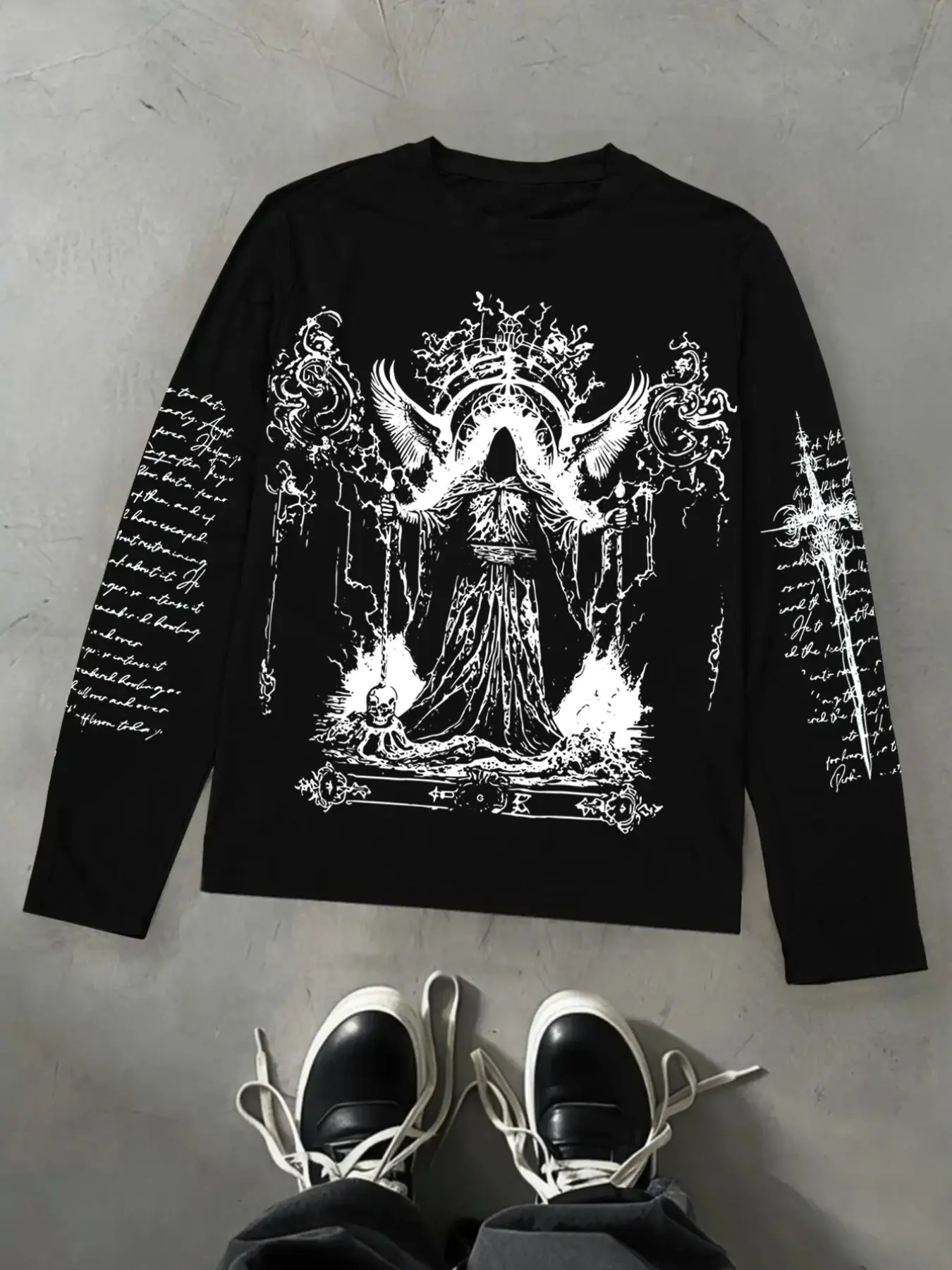 Men's Loose Fit Casual Saints & Tears Gothic Graphic Print Long