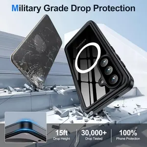 for Samsung Galaxy S26 Case Waterproof, Built-in Lens & Screen Protector, [Compatible with MagSafe] Shockproof Dropproof Dustproof Full Body Phone Case for S26 6.3"-Black/Clear