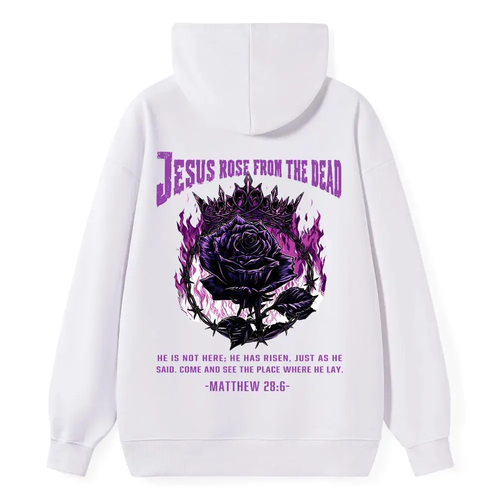 Easter Religious Hoodie Matthew Bible Verse Heavy Metal Christian Streetwear Casual Long Sleeve Top