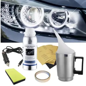 Car Headlight Polishing Restoration Kit with 300ml Repair Agent, Auto Headlight Renovator, Car Paint Care & Maintenance Tool for Spotlight Cleaning