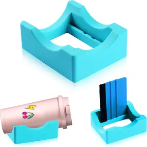 Cup Cradle for Tumblers with Built-in Slot, Tumbler Holder for Crafts Use to Apply Vinyl  for Tumblers, Small Tumbler Stand Cup Holder with Felt Edge  for Cups BottlesCyan