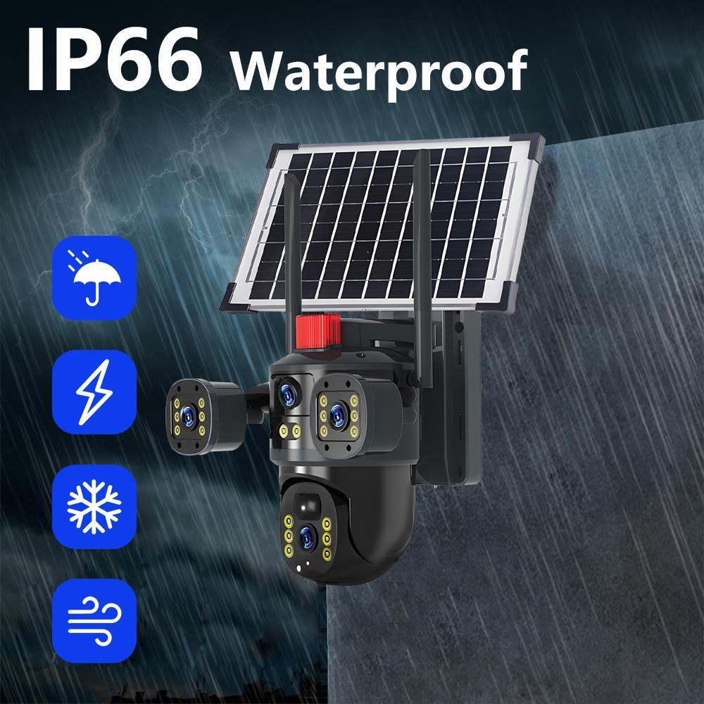 Triple-Lens Solar 360° Dome Camera, 360 Camoflauge Security Cameras Wireless Outdoor Solar Powered, Cameras for Home Security, 360 Pan & Tilt Surveillance Camera for Valentine’s Day Gift