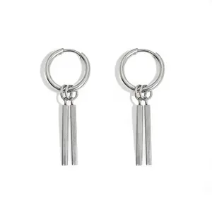 Metal Bar Dangle Drop Earrings for Men Women Streetwear Punk Hip Hop Unisex Earrings