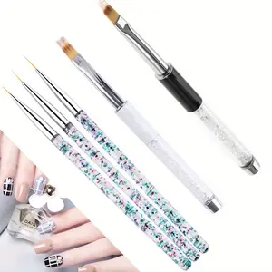 5 Piece Set DIY Ombre Nail Brushes Rhinestone Handle Professional Gradient Manicure Tools