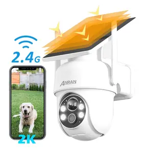 ANRAN Solar Security Camera Wireless Outdoor,2K 360° View WiFi Camera for Home Surveillance,Spotlight & Siren Alarm/Color Night Vision/2-Way Audio