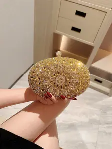 Gorgeous  purse,Gold Rhinestone Sunflower Evening Bag.Women's Clutch For Party, Club, Wedding.  Valentine's Day Gift Love Holiday Date Rhinestone Women Luxury Clutch Evening Bag Wedding Crystal Ladies Cell Phone Pocket Purse Female Wallet For Party