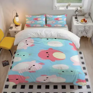 3Pcs Squishmallow Archie Cartoon Patterned Skin-Friendly 100 Polyester Bedding Set, Stylish Art Design, Perfect Christmas & Birthday Gift, Great for Bedroom & Guest Room, 1 Duvet Cover 2 Pillowcases (No Insert)