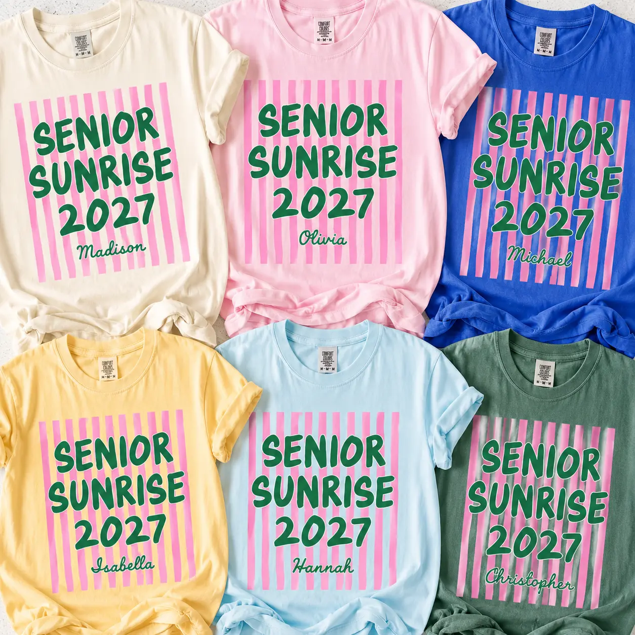 Custom Name Senior 2027 Shirt, Comfort Colors Senior Sunrise 2027 Tee, Personalized Class of 2027 Graduation Shirt, Custom Senior Tee, Graduation Gift, Senior 2027 T-Shirt.