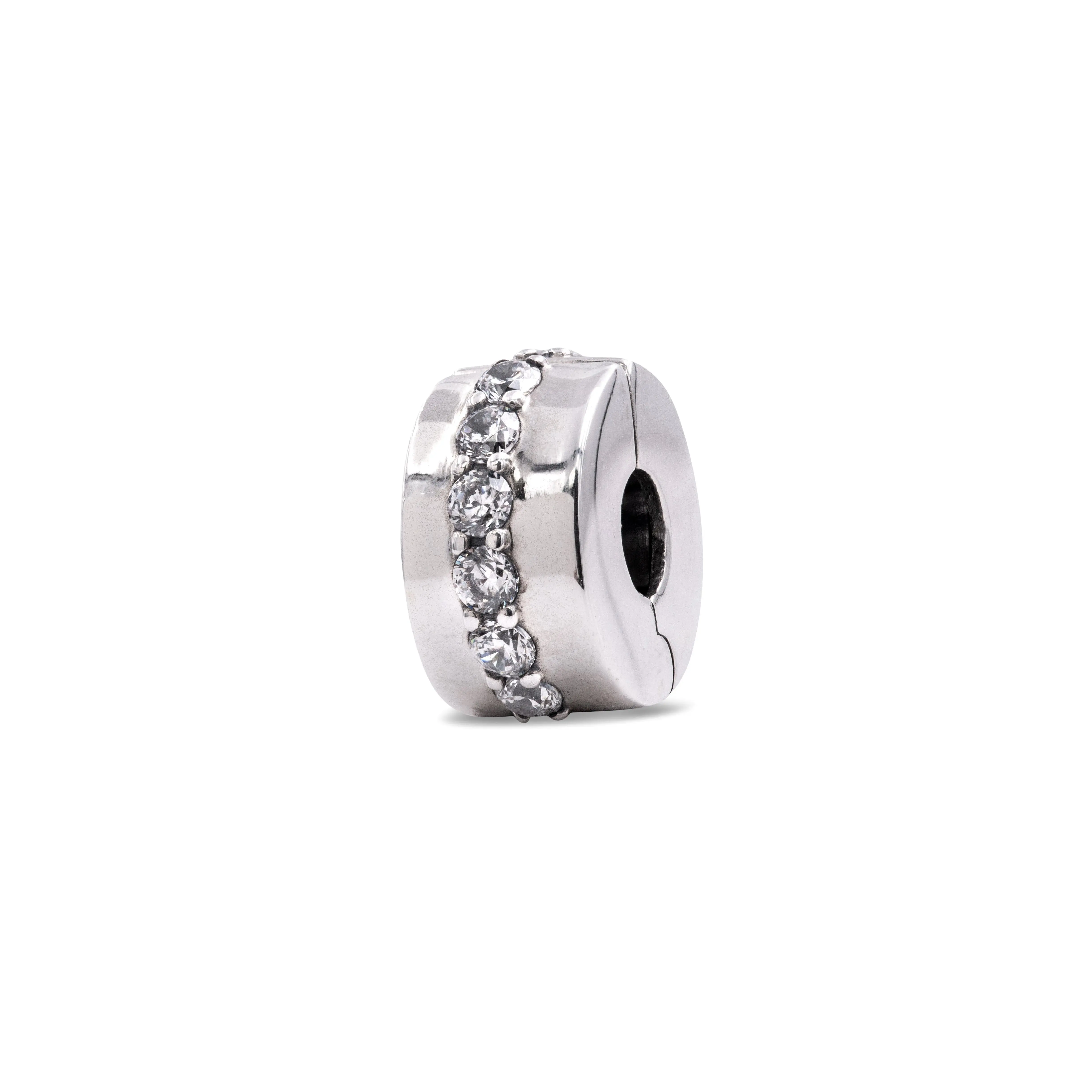 Pandora Shining Path Clip Spacer Charm, Classic Silver Unisex Jewelry for Jewelry Lovers, Zircon-Accented, 791972CZ, Collectibles
