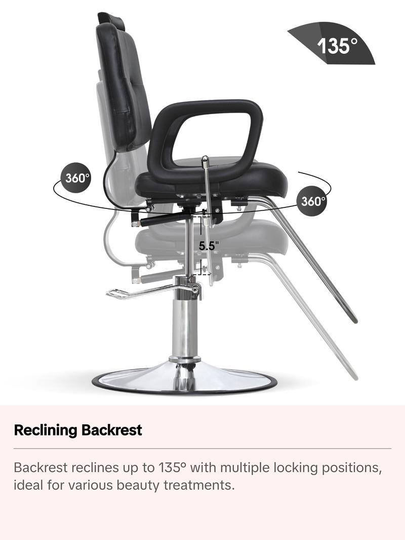 BarberPub All Purpose Hydraulic Barber Chair Salon Beauty Spa Chair Shampoo Recliner 2059