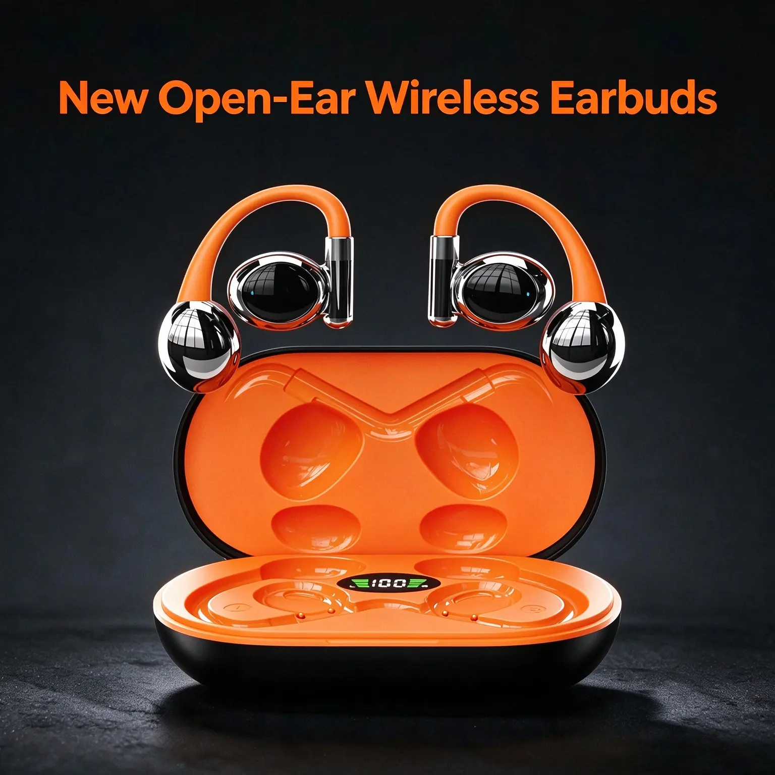 Open Ear Hook Bluetooth Headphones, LED Digital Battery Display, Flexible Bendable Silicone Earhooks, Open-Ear Design, Touch Control, Keep Ambient Sound,Secure Fit for Running Cycling & Daily Commute,fitness earbuds,ear-hook wireless portable headset