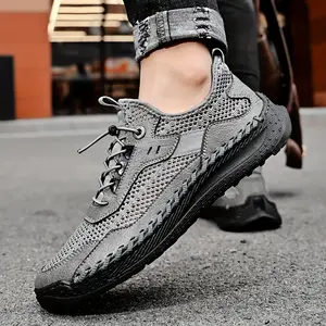 Men's Breathable Mesh Running Shoes - Lightweight Rubber Sole Sports Shoes, Suitable for Hiking, Walking, and Casual Wear - Black, White, Brown - Sizes 7-10.5, Summer Running Shoes |   Fashionable Sports Shoes |   Durable rubber sole