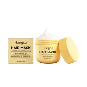 Hoegoa Coconut Oil Hair Mask, Sandalwood Extract & Amber Powder Deep Conditioning Treatment, Moisturizing Repair Dry Frizzy Hair, Smooth Shine Strengthen Damaged Hair Daily Hair Care