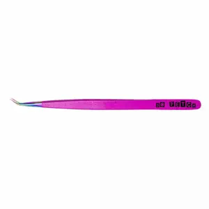 LASH ANARCHIST Curved Isolation Lash Tweezer 'So Fetch' - The Plastics Collection, Magenta Tweezer for Lash Application