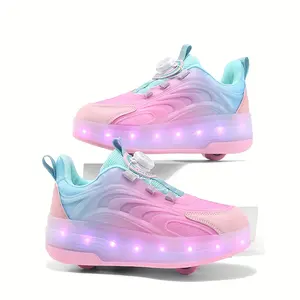 Fashionable LED Light-Up Kids' Roller Skates |     Low-Top, Breathable, Durable, All-Season Wear, Suitable for Boys and Girls, USB Rechargeable