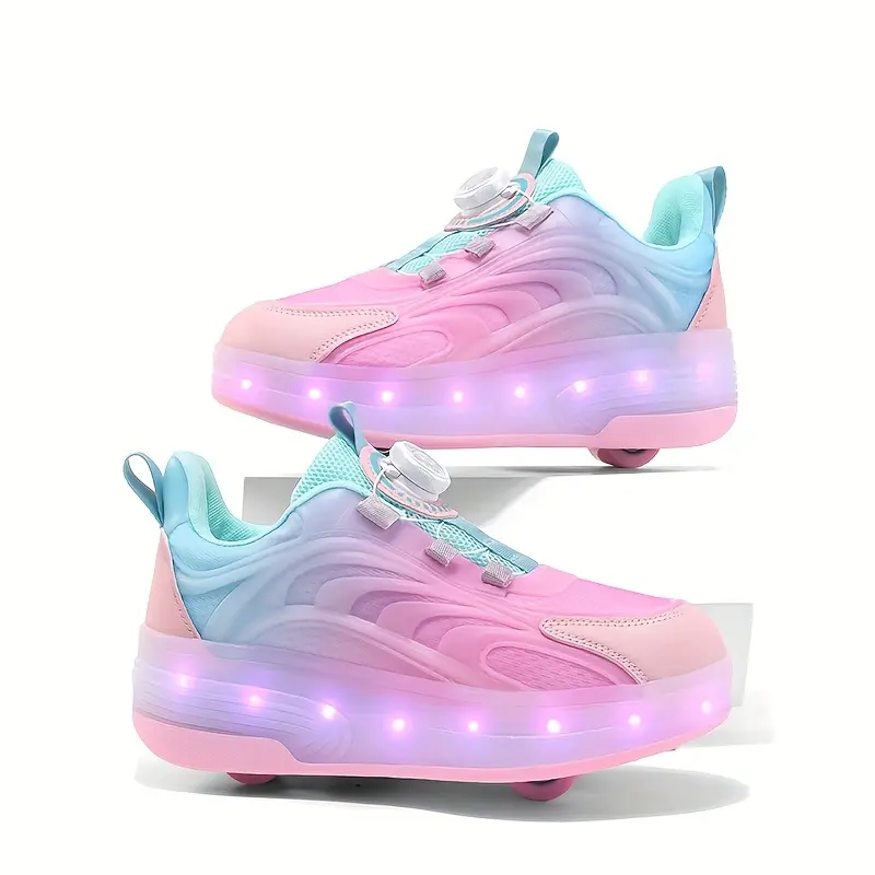 Fashionable LED Light-Up Kids' Roller Skates |     Low-Top, Breathable, Durable, All-Season Wear, Suitable for Boys and Girls, USB Rechargeable