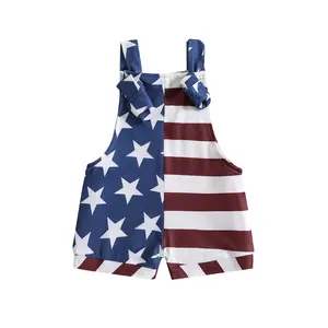 4th of July Baby Boy Girl Outfit Stars Stripes Romper Fourth of July Overalls Infant Memorial Day Clothes
