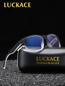 LUCKACE Black Frosted Frame Anti Blue Light Reading Glasses Casual Men Made Durable PC Material High-definition AC Lenses Square Full Frame Glasses Multi Degree Options Frosted Anti Slip And Anti Drop Unisex Glasses For Men