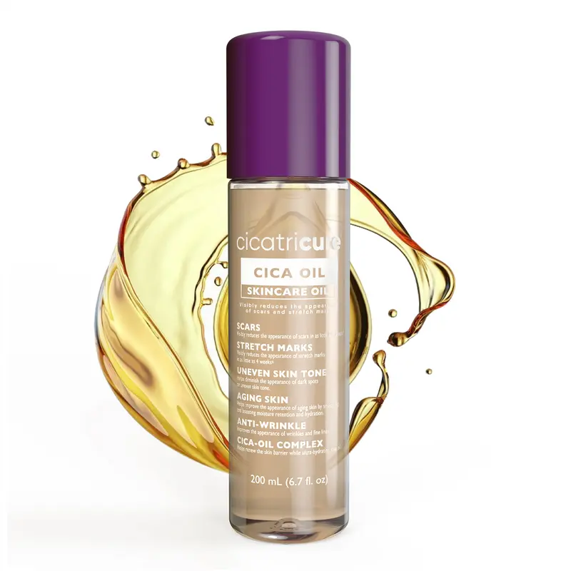 Cicatricure Cica Oil - Pregnancy Belly Oil for Stretch Marks & Scars, 4-Week Visible Results, Vitamin E & Botanicals, Hydrating Moisturizing Fast-Absorbing Body Treatment, 6.7 fl oz (2 Drops Usage)