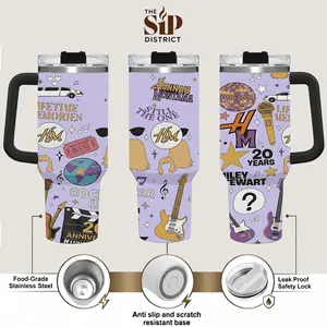 The Sip District. Retro Pop Culture Hannah Montana Inspired Stainless Steel Tumbler 20oz / 40oz With Handle – Best of Both Worlds Fan Travel Mug