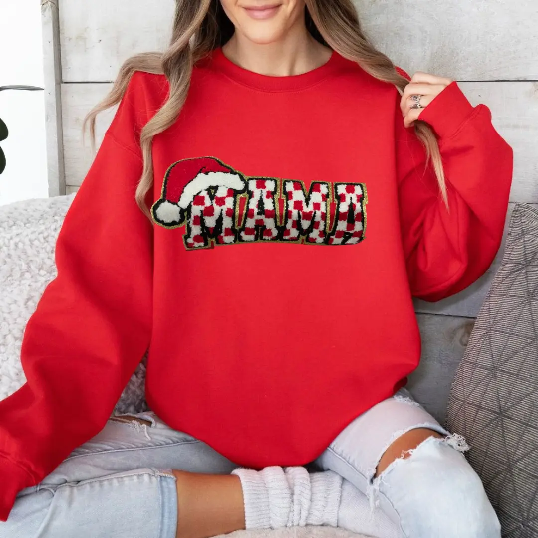 Mama Santa Patch Christmas Gildan Sweatshirt