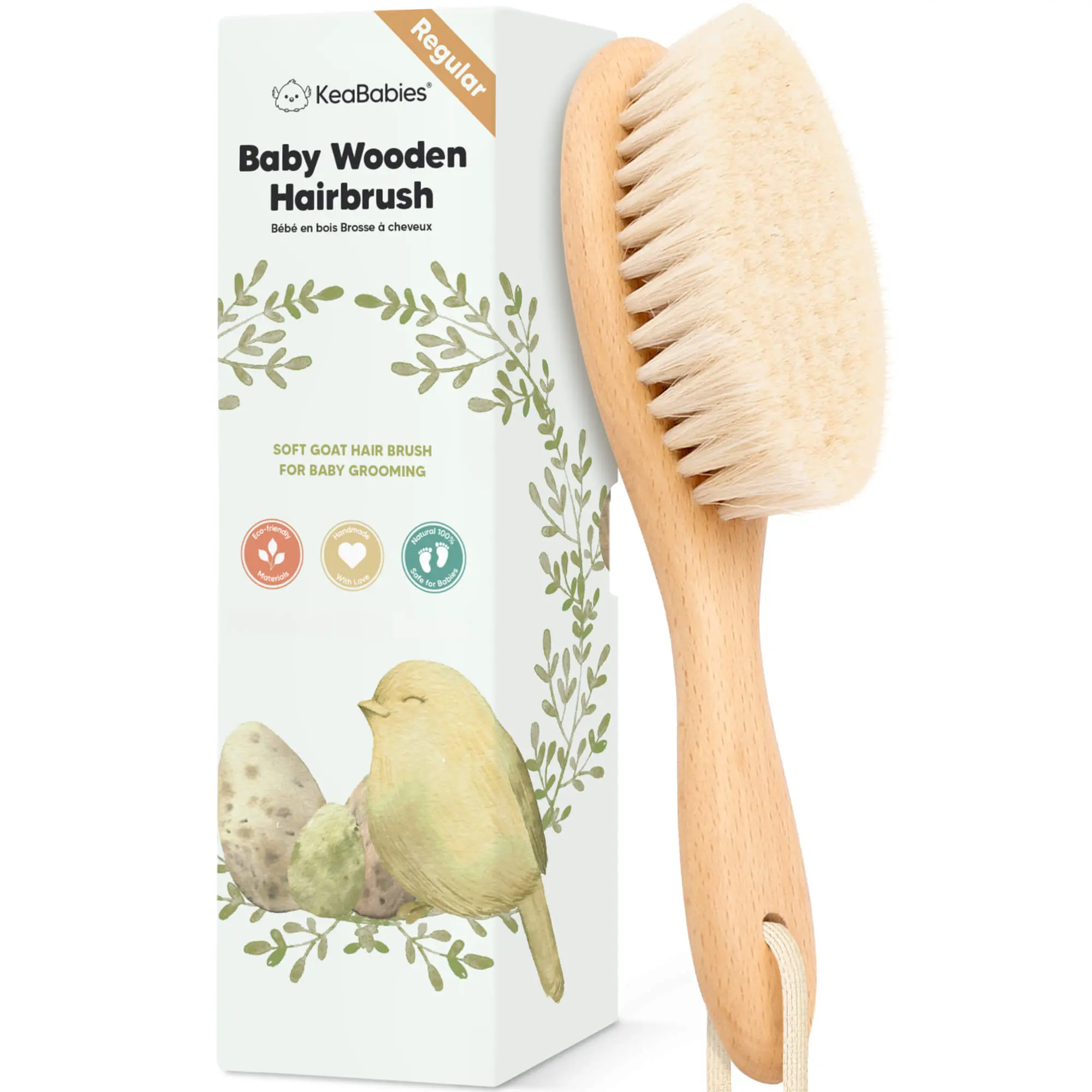 Wooden Baby Hair Brush for Toddler Girls, Boys - Cradle Cap Brush for Babies, Soft Goat Bristles, Perfect Gentle Scalp Newborn Comb for Infant, Girls, Boys, Bath Essentials