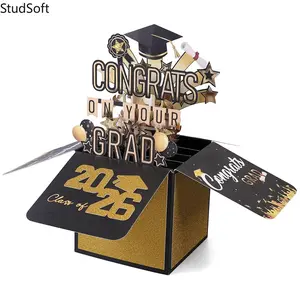 2026 3D Graduation Pop Up Card, Congrats Grad Card with Envelope, Money & Gift Card Holder