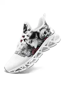 Men's Fashionable Skull Print Lace Up Sneakers, Casual Comfortable Soft Sole Sports Running Shoes, All-match Round Toe Shoes for Daily Wear