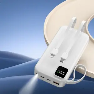 20000mAh Portable USB Power Bank, 22.5W Output Power Bank with Digital Display, USB Charger for Phone, Fan & More, Travel Battery Pack, White, Smartphone