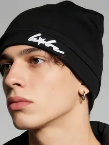 2026 New American High Street Trendy Hip Hop Skull Bag Double Layer Warm Letter Embroidered Casual Cold Hat