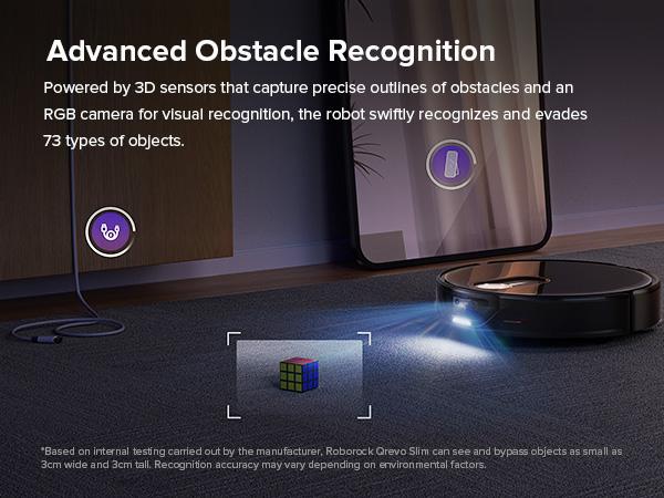 Roborock Qrevo Slim Robot Vacuum and Mop Combo, Advanced Obstacle Recognition, FlexiArm Side Brush & Mop, Auto Mop Washing & Drying, Self-Emptying