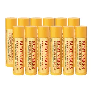 Burt’s Bees Original Beeswax Lip Balm – Bulk 12 Count Pack, Natural Tint-Free Lip Moisturizer with Responsibly Sourced Beeswax, 12 Tubes x 0.15 oz