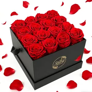 16 Forever Roses, Roses in a Box, Gifts for Her, Rose   Box Suitable as,  Day Gifts, Graduation Gifts, Birthday Gifts for Women, Anniversary Gifts for Women.(Black+Red)