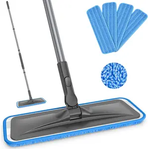 Microfiber Mops for Hardwood Floor Cleaning -Flat Floor Mop with 4 Washable Pads for Laminate Wood Tile Vinyl Home Kitchen Bathroom - 59" Adjustable Handle