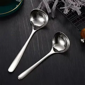 Stainless Steel Long Handle Spoon, Large Round Soup Spoon, Rice Bowl Spoon, Oil Scoop, Public Use, Kitchen Utensils, Ideal for Hot Pot and Soups