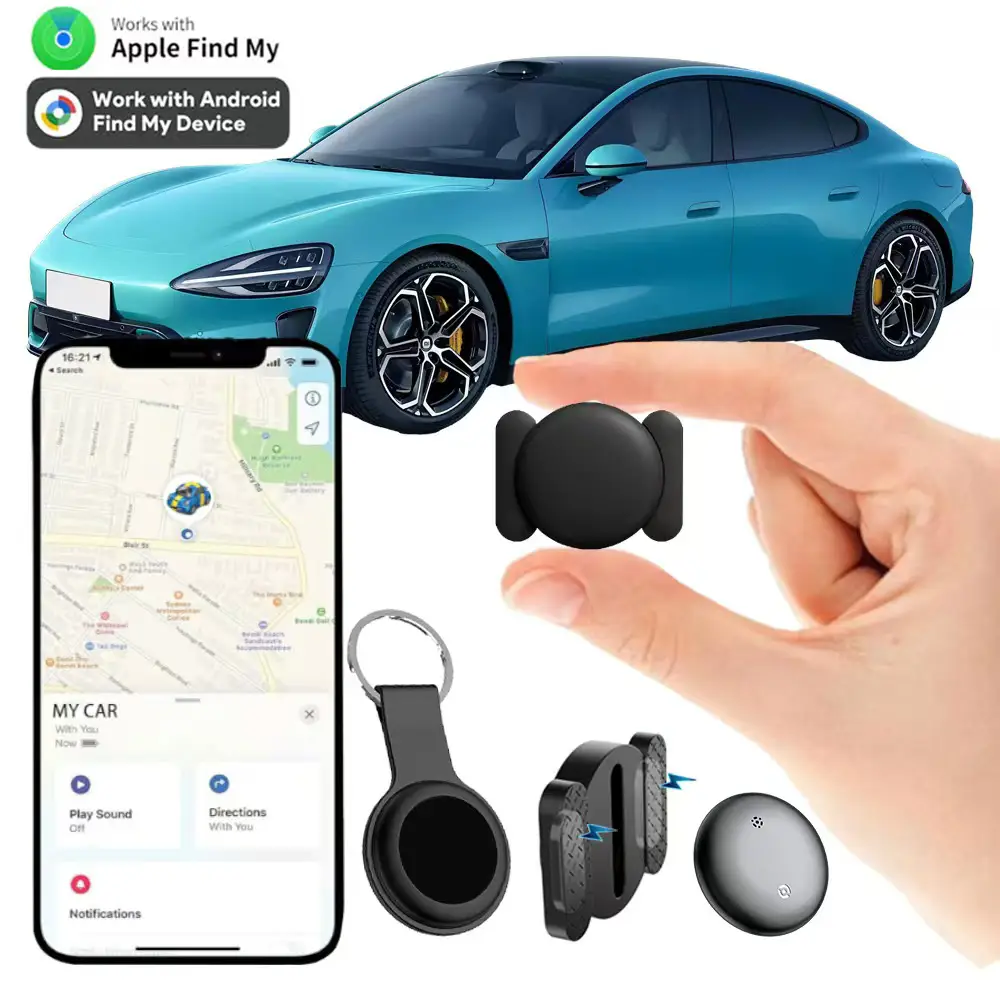 GPS Tracker for Car,Mini Trackers Device with Weatherproof Magnetic Case-No Monthly Fee-Best Hidden GPS Trackers,Anti-lost Device,Works with Apple Fin