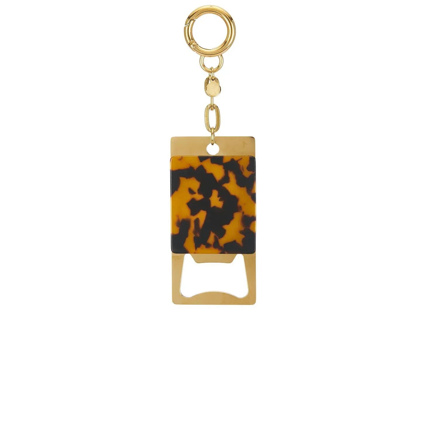 petit moments Bottle Opener Carabiner Keychain in Tortoise & Gold