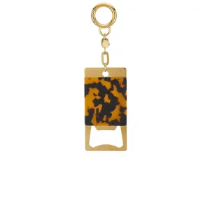 petit moments Bottle Opener Carabiner Keychain in Tortoise & Gold