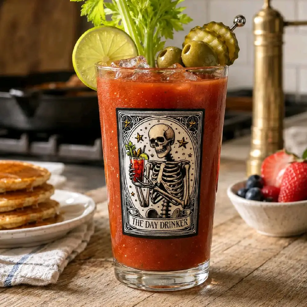 Devil Daves - 2026 "The Day Drinker" Pint Glass w/ 2 Stick packs & Matching Decal | 16 OZ