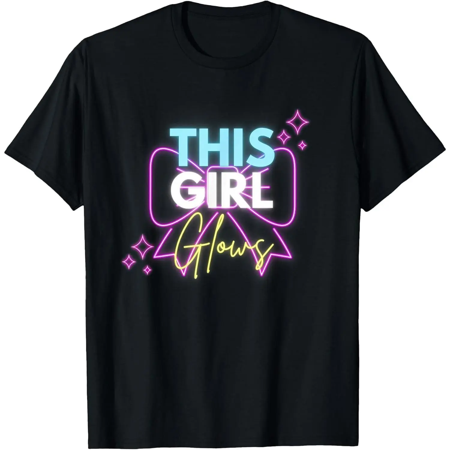 Women's 100% Cotton Sarcastic "This Girl Glows" Tie-Dye T-Shirt, Bright Colors, 80's-90's Retro Style
