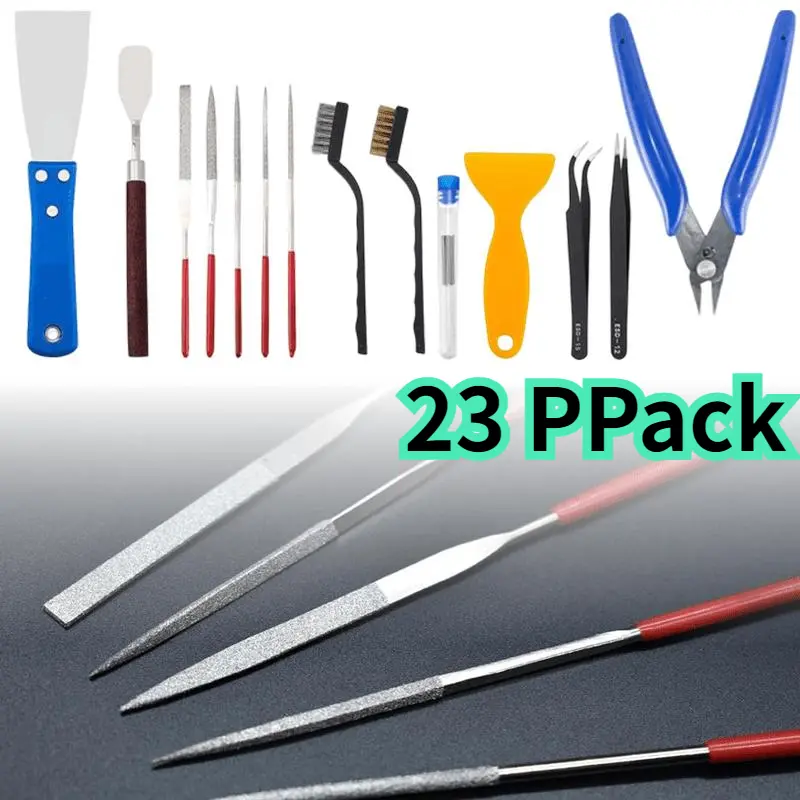 23-Piece Deburring Tool Kit - 3D Printer Accessories & Tools for DIY Engraving, Carving, Cutting, Material Removal, Printer Maintenance & Water-Based Paint Applications, 3D Printer Tools