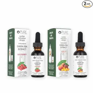 Pure Inventions Premium Water Enhancer Drops - Refreshing and Delicious - No Sugar, Calories, or Artificial Sweeteners - Green Tea Peach & Raspberry Bundle - 60 servings