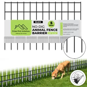 Animal No-Dig Fence Barrier Black (5 Pack, 24"L x 15"H).