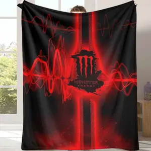 Red Flame Wave Flannel Blanket abstract glowing energy pattern design with modern artistic texture soft cozy lightweight warm breathable throw perfect for bedroom decor sofa relaxation office naps camping nights and holiday gifts