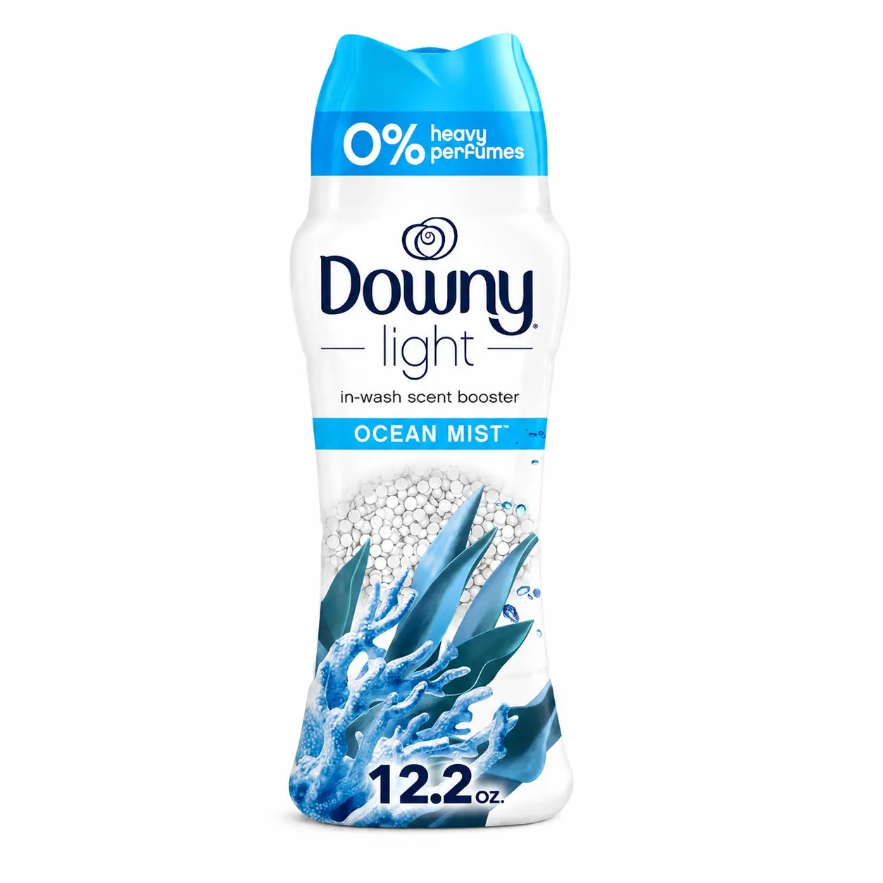 Downy Light In-Wash Laundry Scent Booster Beads, Ocean Mist Scent, 12.2 Oz, Gentle Fabric Freshener, Long-Lasting Freshness, No Heavy Perfumes